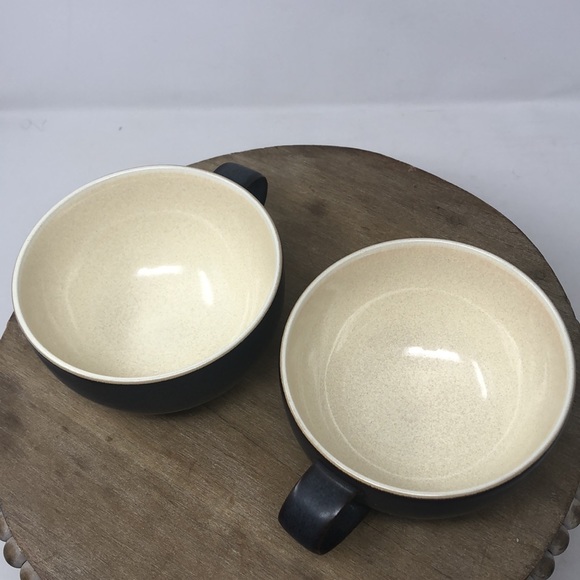 Denby - Langley Pottery Charcoal and Cream Mug Set made in England - Picture 2 of 12